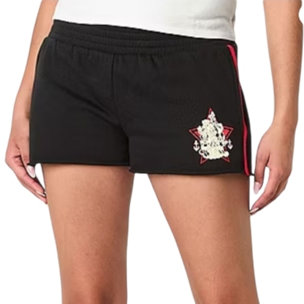 Disney Mickey And Friends Junior's Small Black Shorts Cruise Anchor Star Red